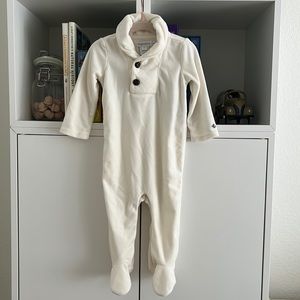 Ralph Lauren (EUC) | Pima cotton velour velvet collared footie romper onesie